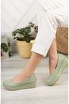 May; Mint Yeşil, 5 Cm Dolgu Topuklu Delikli Babet Ayakkabı