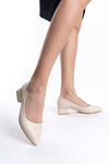 Gianna; Krem, Klasik Topuklu Ayakkabı 